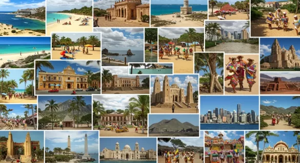 Collage de destinos turísticos accesibles sin visa