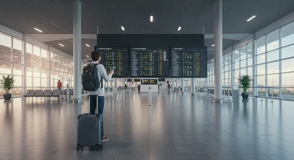 Mapa de rutas aéreas con escalas marcadas