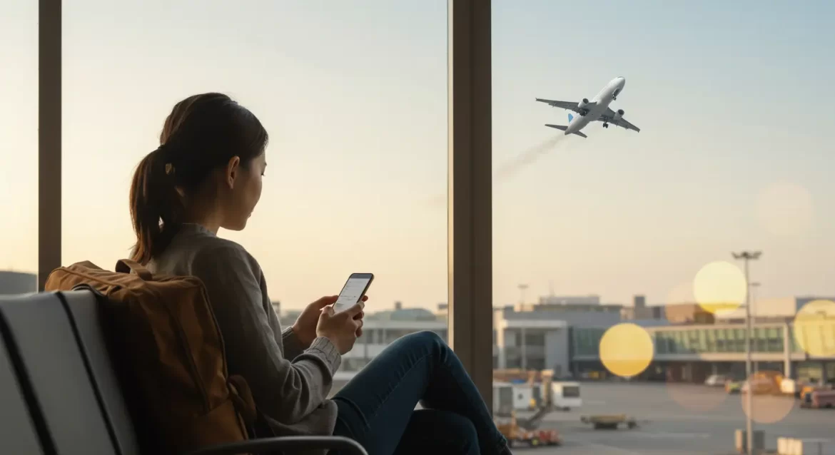 Persona comparando precios de vuelos en su laptop