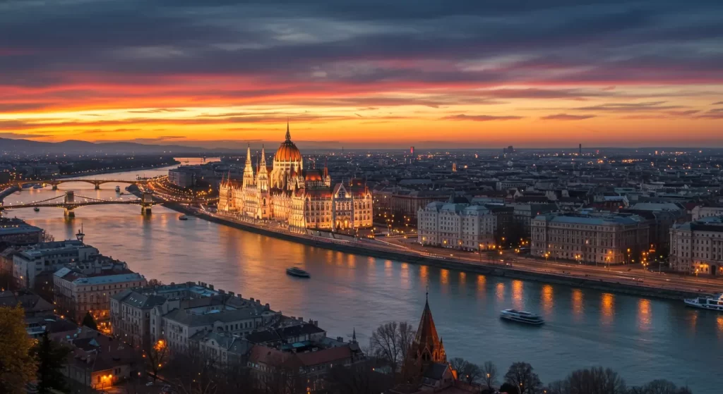 Puente de las Cadenas en Budapest sobre el Danubio