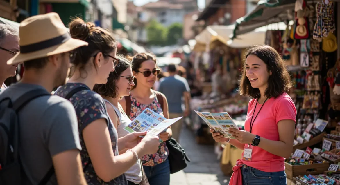 “Ilustración de balanza comparando tours online y en destino