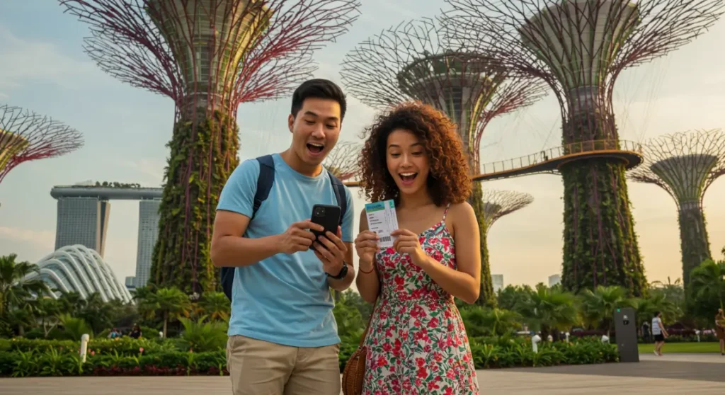 Entrada digital QR para atracción en Japón.