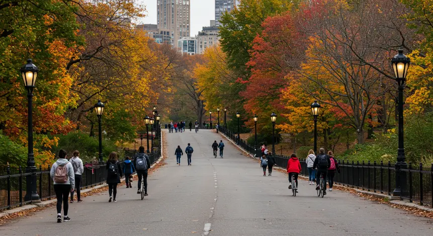 Caminando por Central Park en otoño