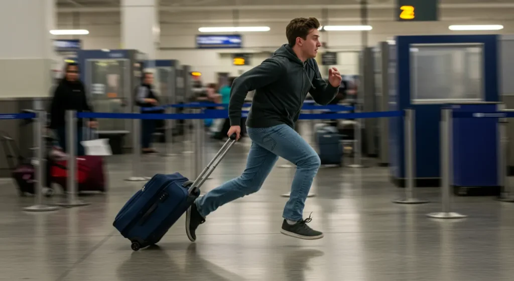 Pasajero realizando check-in digital en smartphone